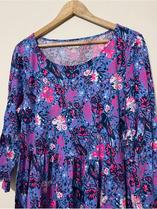 Lilly Pulitzer Geanna Floral Swing Dress Size XXL Blue Pink - Picture 4 of 9